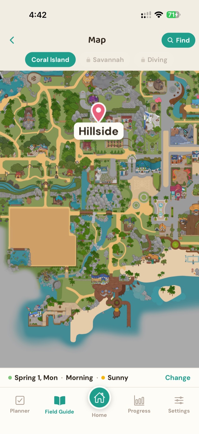 Screenshot: interactive island map