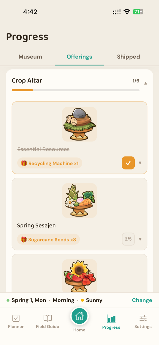 Screenshot: tracking screen